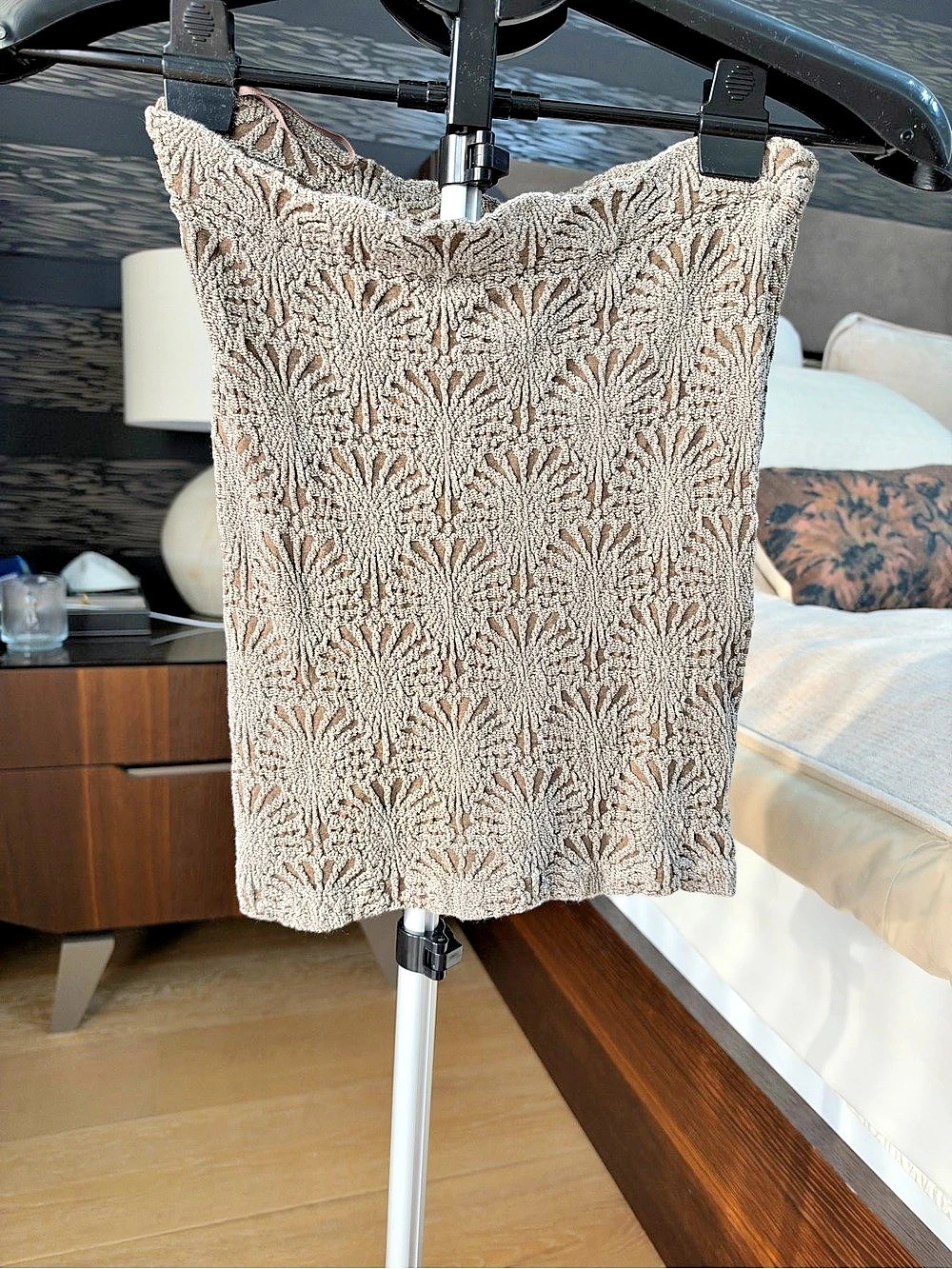 Crystal Sky Brown Crochet Knit Top S/M